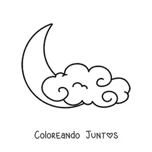 Imagen para colorear de nube grande con luna