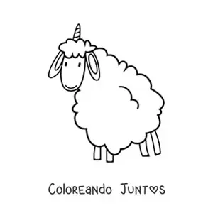 Imagen para colorear kawaii de un híbrido entre una oveja y un unicornio