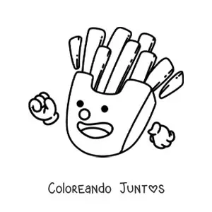 Imagen para colorear de una caricatura de papas fritas animadas