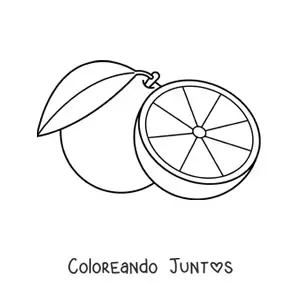 Imagen para colorear de una naranja y media naranja
