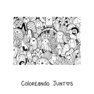 Imagen para colorear de varios cactus animados
