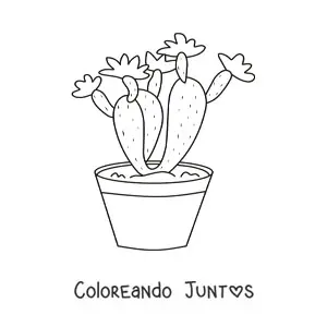 Imagen para colorear de un cactus sembrado en una maceta