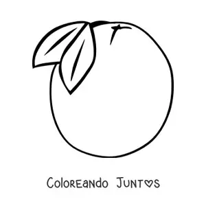 Imagen para colorear de una naranja con dos hojas