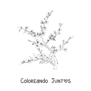 Imagen para colorear de una rama de cerezo realista