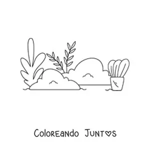 Imagen para colorear de varios arbustos y hierbas