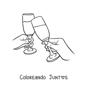 Imagen para colorear de dos manos brindando con copas