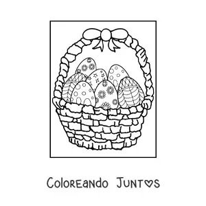 Imagen para colorear de una cesta con huevos de pascua