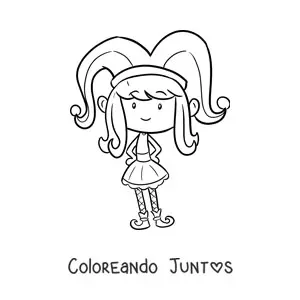 Imagen para colorear de una niña con un gorro de carnaval