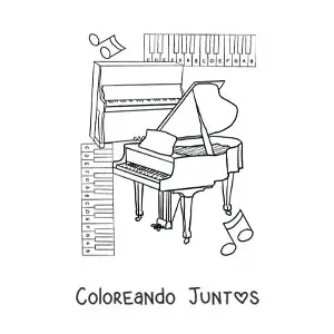 Imagen para colorear de varios tipos de pianos