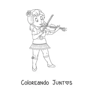 Imagen para colorear de una niña tocando el violín