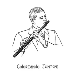 Imagen para colorear de un hombre tocando una flauta traversa