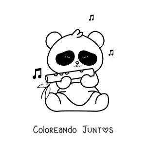 Imagen para colorear de un oso animado tocando la flauta