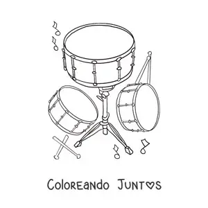 Imagen para colorear de un set de tambores realistas