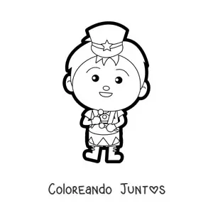 Imagen para colorear de un niño con uniforme de banda marcial tocando el tambor