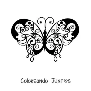 Imagen para colorear de una mariposa con alas con diseño
