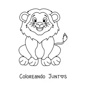 Imagen para colorear de un león sonriente sentado