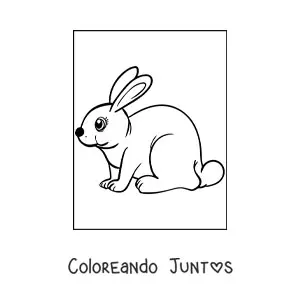 Imagen para colorear de un conejo sentado de perfil