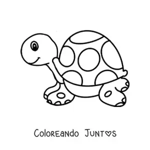 Imagen para colorear de una tortuga animada grande de perfil