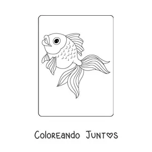 Imagen para colorear de un pez dorado de ojos brillantes