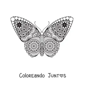 Imagen para colorear de un mandala con diseño de mariposa
