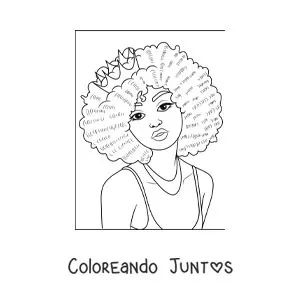 Imagen para colorear de una mujer joven con un peinado estilo afro