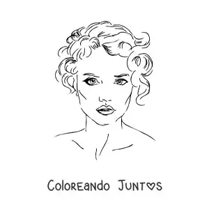 Imagen para colorear del rostro de una mujer de cabello corto estilo realista