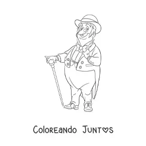 Imagen para colorear de la caricatura de un caballero vintage