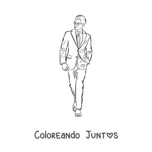 Imagen para colorear de un hombre de negocios vistiendo traje