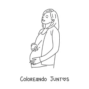 Imagen para colorear de una mujer con un embarazo avanzado
