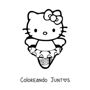 Imagen para colorear de Hello Kitty vestida como bailarina