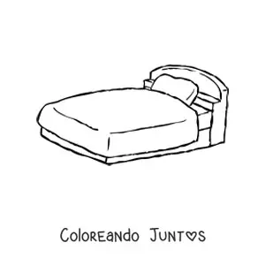 Imagen para colorear de una cama individual con una almohada