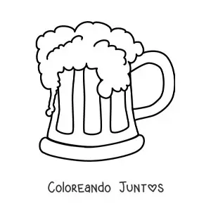 Imagen para colorear de un vaso lleno con cerveza espumante