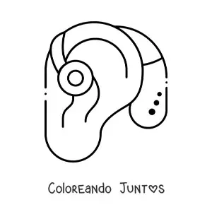 Imagen para colorear de un aparato auditivo colocado en una oreja