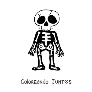 Imagen para colorear de un disfraz de esqueleto de Halloween