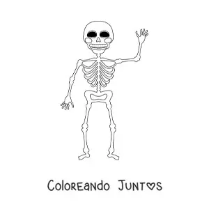 Imagen para colorear de un esqueleto humano saludando sonriente