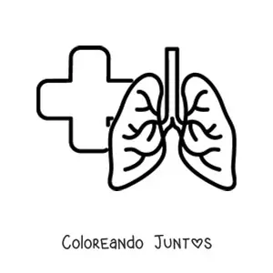 Imagen para colorear de pulmones sanos con una cruz de fondo