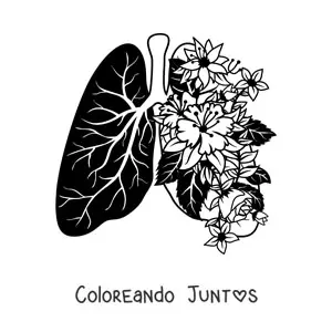 Imagen para colorear de pulmones con flores brotando de ellos