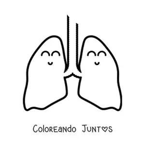 Imagen para colorear de un par de pulmones animados felices