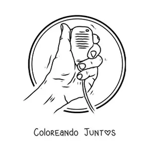Imagen para colorear de mano sosteniendo micrófono con altavoz para militares