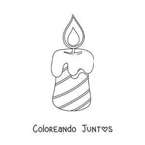 Imagen para colorear de vela de cumpleaños con rayas