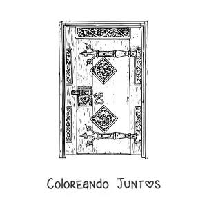 Imagen para colorear de una puerta antigua realista