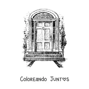 Imagen para colorear de la puerta de una casa antigua realista