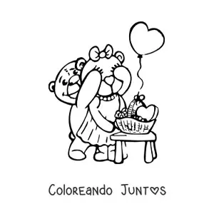 Imagen para colorear de una pareja de osos amorosos animados