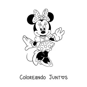 Imagen para colorear de Minnie coqueta con vestido de puntos