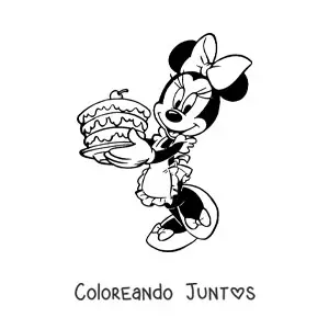 Imagen para colorear de Minnie con un pastel