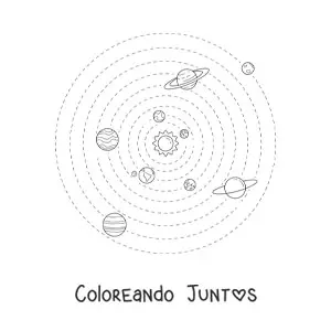 Imagen para colorear del Sistema Solar con los 9 planetas
