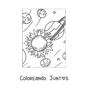 Imagen para colorear de planetas orbitando el Sol