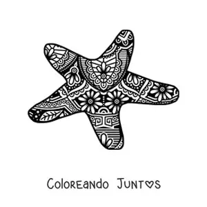 Imagen para colorear de un mandala zentangle de estrella de mar