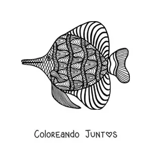 Imagen para colorear de un mandala de pez
