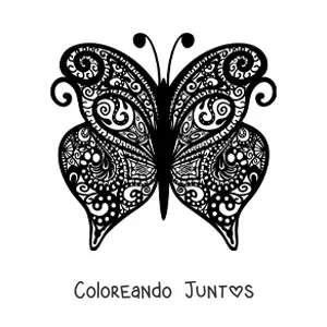 Imagen para colorear de mariposa con mandala estilo Zentangle